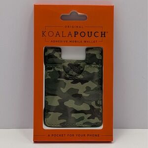 Koala Pouch Dark Green Camo Adhesive Mobile Wallet Phone Card Holder Stocking